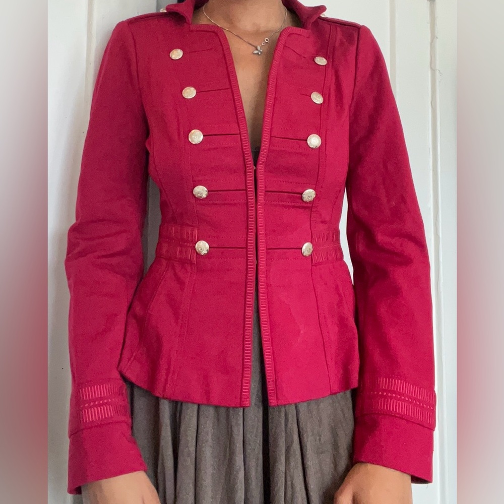 Wine military jacket.
